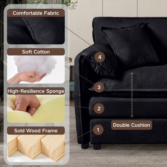 Modern Oversized Loveseat Sofa With Deep Seat And Diy Combination