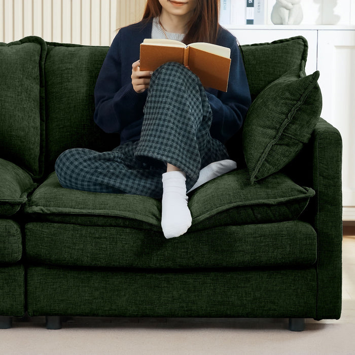 Modular L Shaped Sectional Sofa, 3 Seater Comfy Cloud Couch With Movable Ottoman