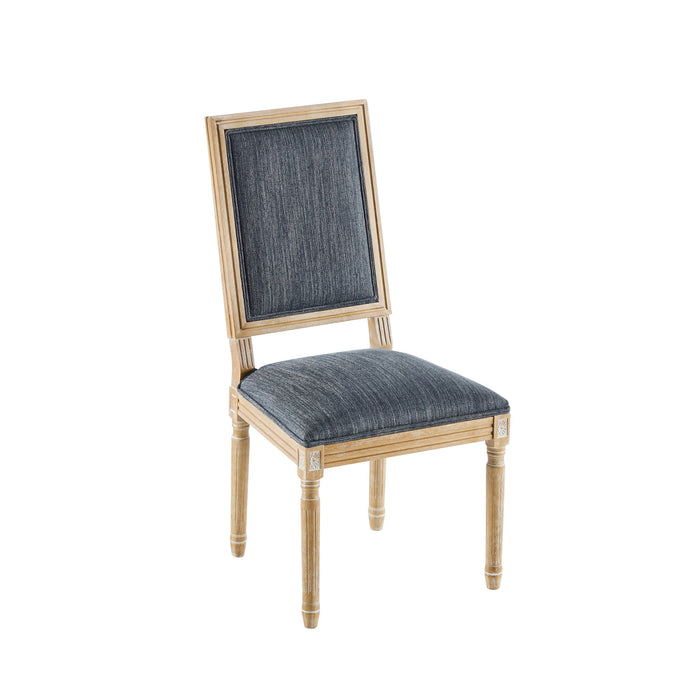 French Country Style Dining Chair With Upholstered Seating And Fluted Legs