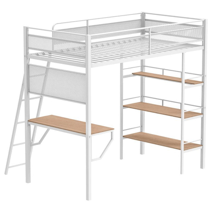 Campus - 3-Shelf Metal Twin Workstation Loft Bed