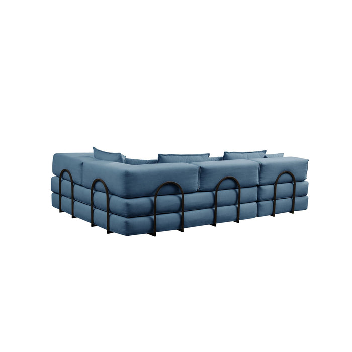 Modular L Shaped Floor Living Room Sofa Set With 6 Pillows