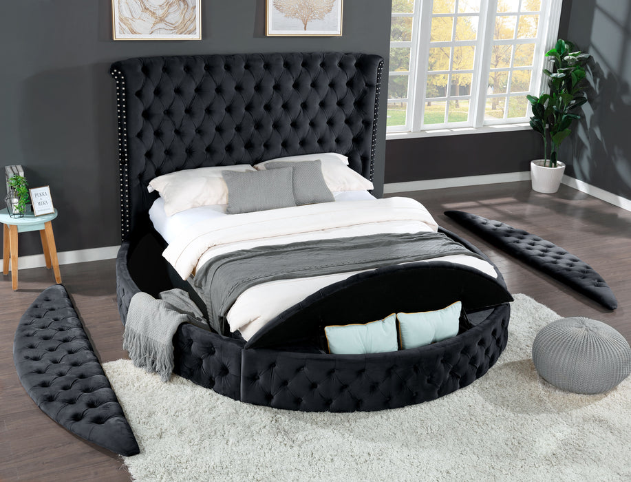 Hazel Queen 5 Pieces Bedroom Set Made With Wood In Black Color