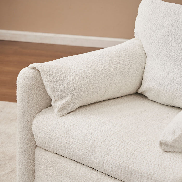 Swivel Modern Swivel Accent Chair Single Seater 360° Rotating For Living Room, Bedroom - Ivory White