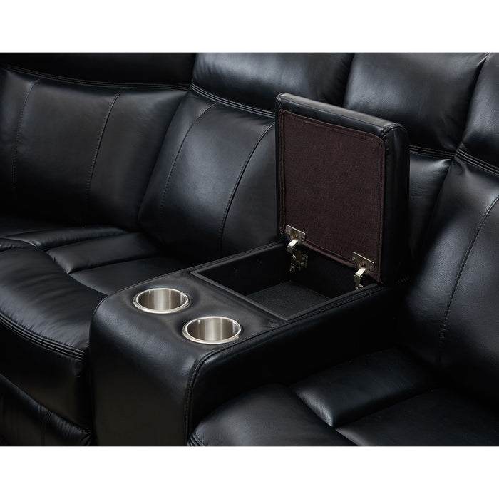 Jupiter - Leather Sectional - Black