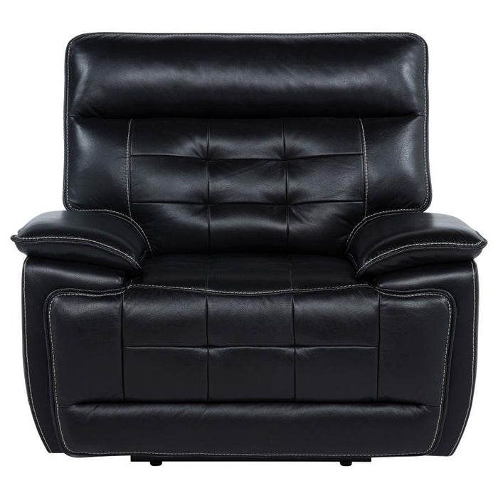 Hewitt - Leather Upholstered Dual Power Recliner Chair - Black