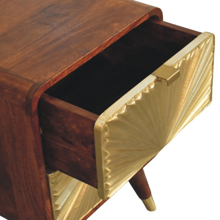 Avora - Brass Embossed 2 Drawer Nightstand - Brown / Golden