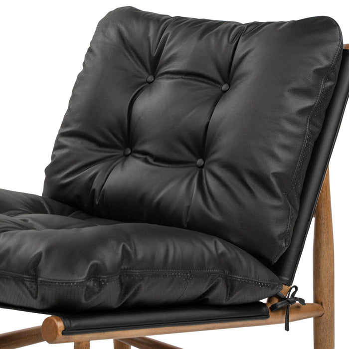 Oxford Leather Mid-Century Modern Accent Chair - Noir Black
