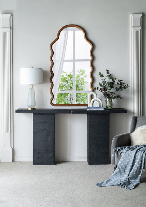 Wood Mirror With Unique Frame - Brown