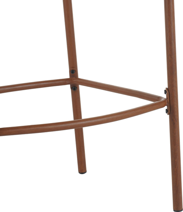 Lodi - Outdoor Matal Rope Barstool, Teak / Beige (Set of 2) - Teak / Beige