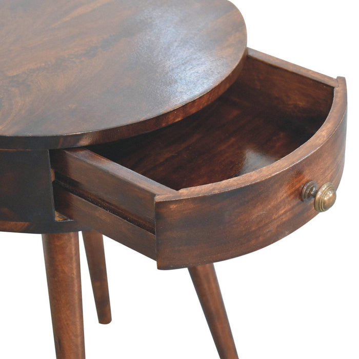 Circular Shaped Bedside Table - Walnut