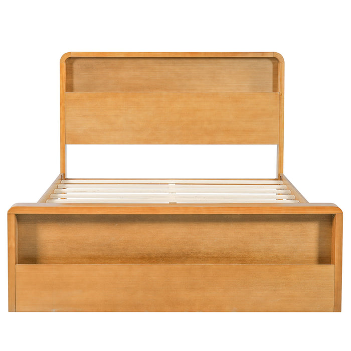 Bed Frame With Dual Open Storage Headboard And Footboard