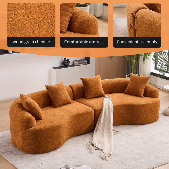 4 Seater Sofa With Chenille Fabric, 30D, 60 Hardness Full Sponge, 4 Pillow For Living Room, Home Furniture Sleeper Sectional Sofa For Apartment