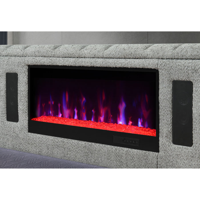 Isaiah - Bed With TV Lift-LED Speakers And Fireplace
