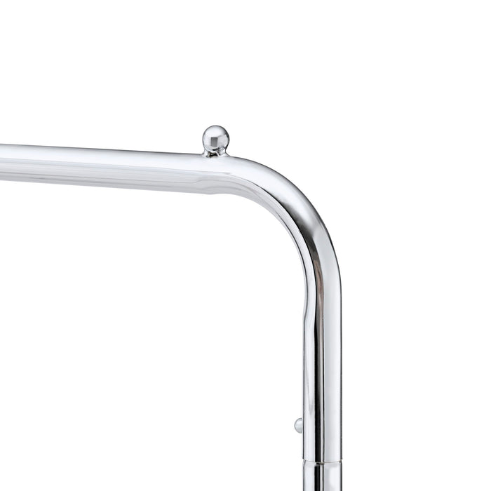 Heavy Duty Iron Garment Rack With Basket On Wheels - Silver