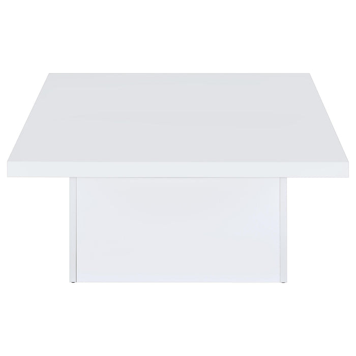 Devar Square Engineered Wood Coffee Table White High Gloss