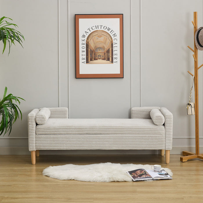 Upholstered Corduroy Flip Top Storage Bench For Living Room