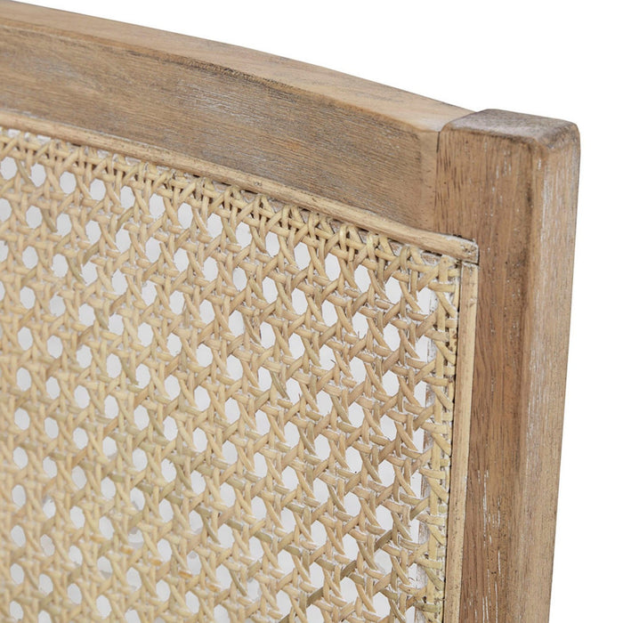 Chair With Cane Inset Back And Upholstered Seat - Light Brown