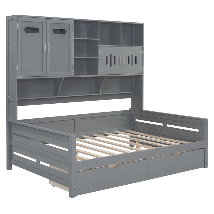 Daybed With All-In-One Cabinet And Shelf