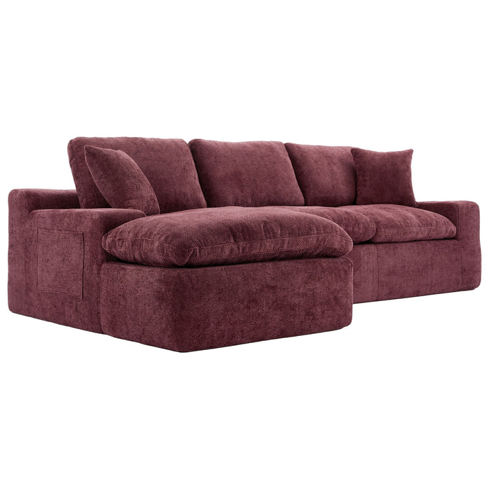 Cloud Sectional Sofa With Double Layer Cushion And Side Pockets, Free-Combined