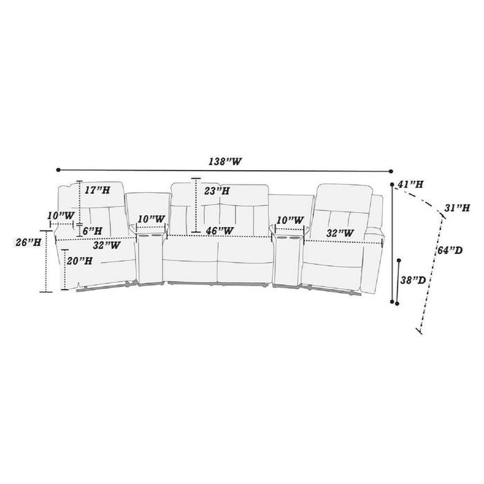 Reclining Sectional Sofa Set With Console Cup Holders USB Ports And Track Arms