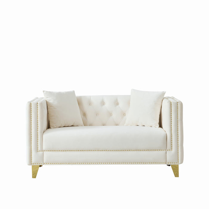 Deep Seat Sofa With Button Nailhead, Square Arm Couches