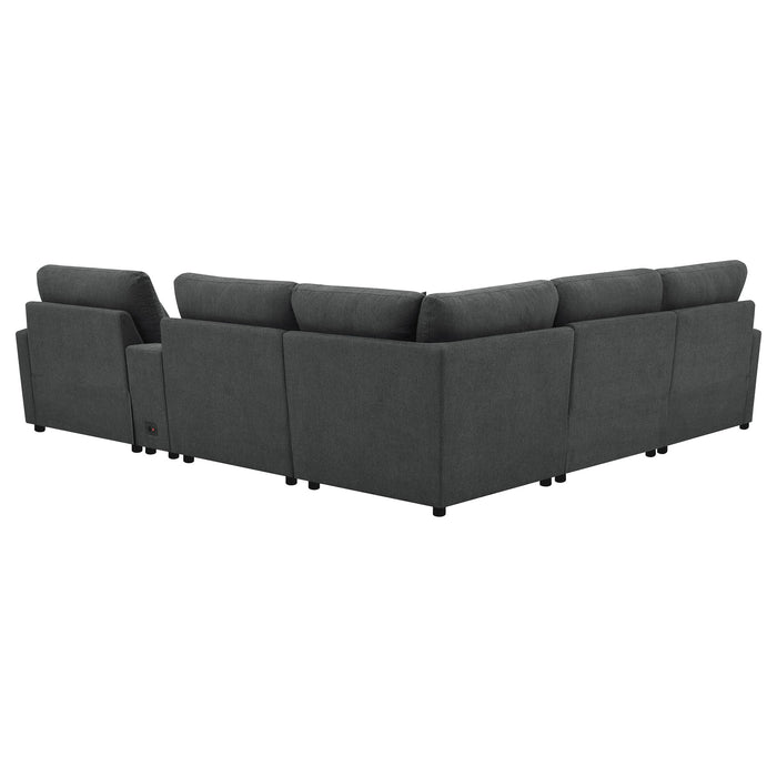 Hollander - 6 Piece Modular Power Reclining Sectional - Dark Gray
