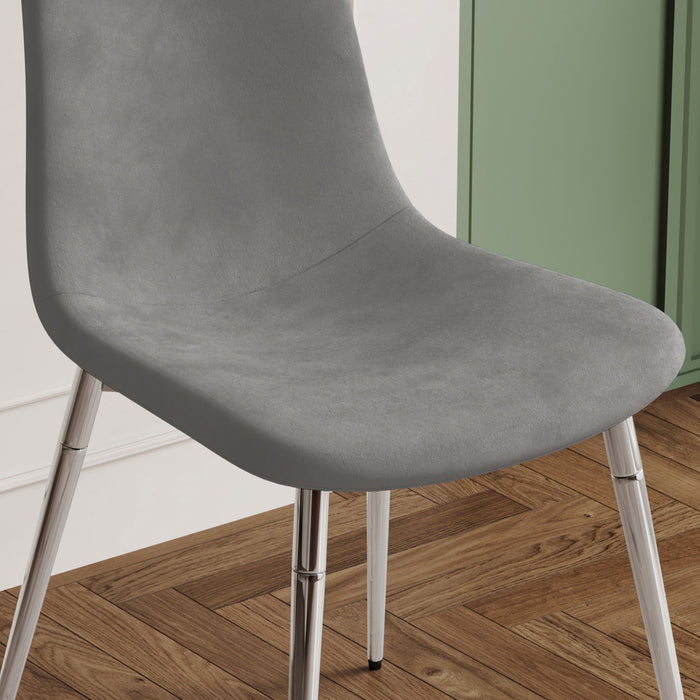 Fabric Dining Chairs (Set of 4) Upholstered Armless Accent Chairs, Classical Appearance And Metal Legs - Grey