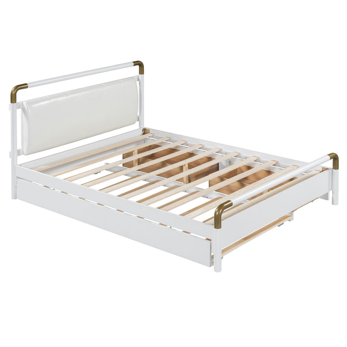 Storage Platform Bed, With 2 Big Drawers, Trundle