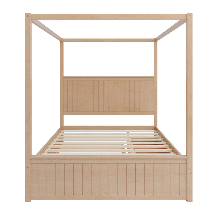 Canopy Platform Bed With Trundle And 3 Storage Drawers