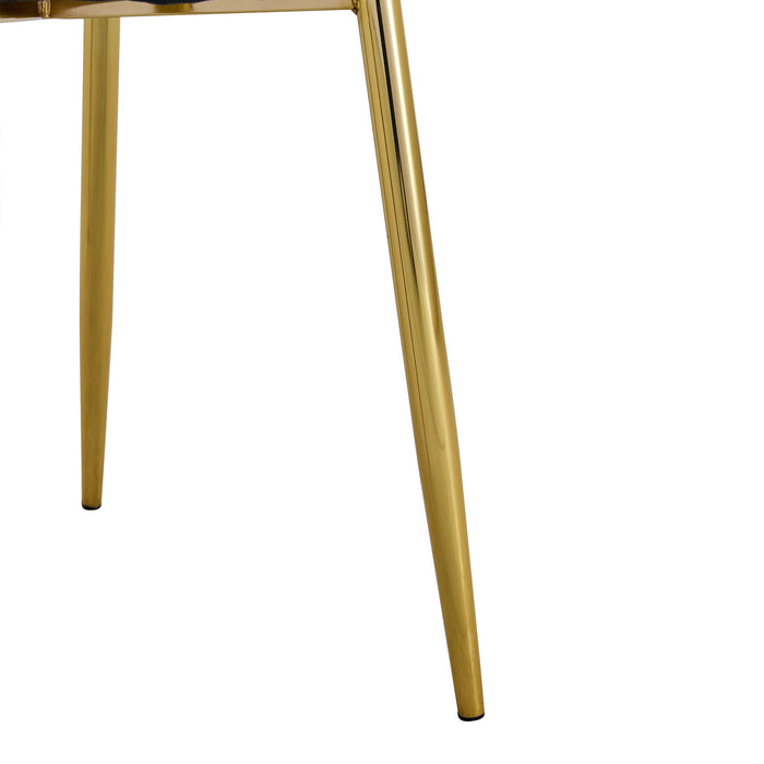 Luxury Simple Chair (Set of 4) Linen Cotton High Resilience Dining Chair With Metal en Legs - Black / Gold