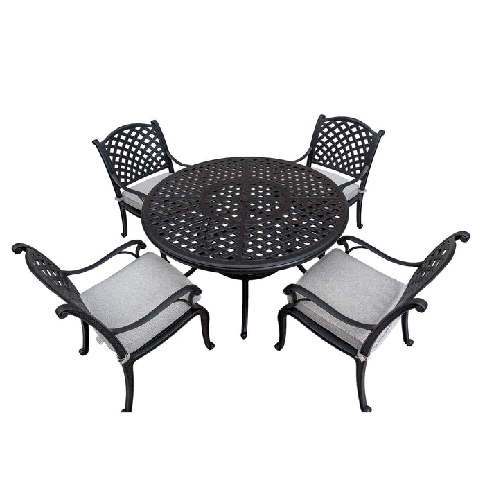 Stylish Outdoor 5 Piece Aluminum Dining Set With Cushion Sandstorm
