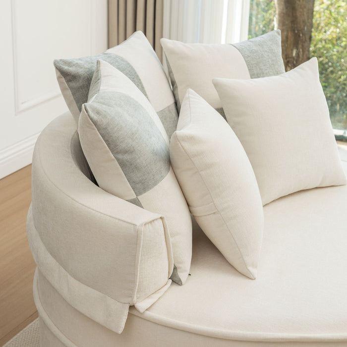 Modern Oversized Round Barrel Accent Chair With Ottoman