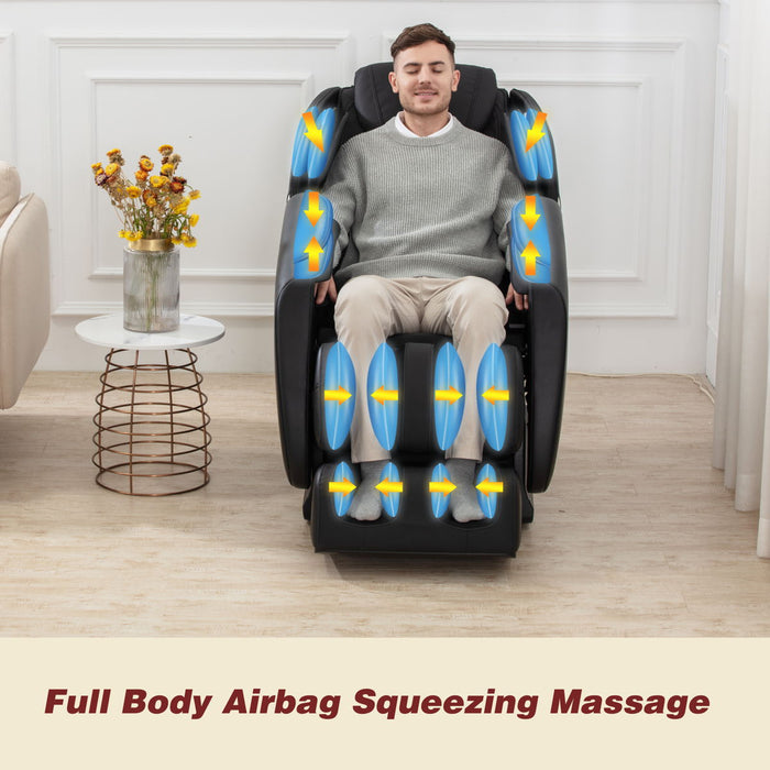 Bosscare Massage Chair Recliner With Zero Gravity Airbag Massage Bluetooth Speaker Foot Roller Black