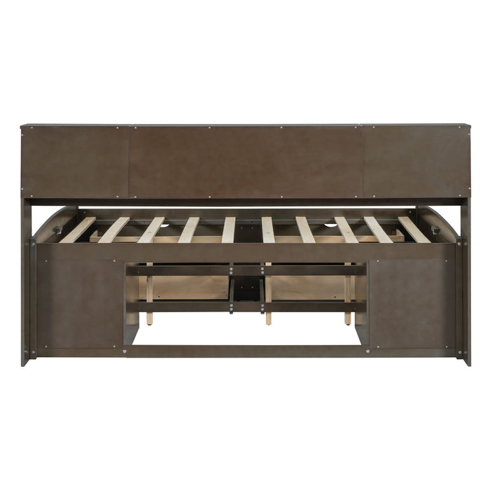 Daybed With 2 Bedside Cabinets, Upper Shelves And 4 Drawers