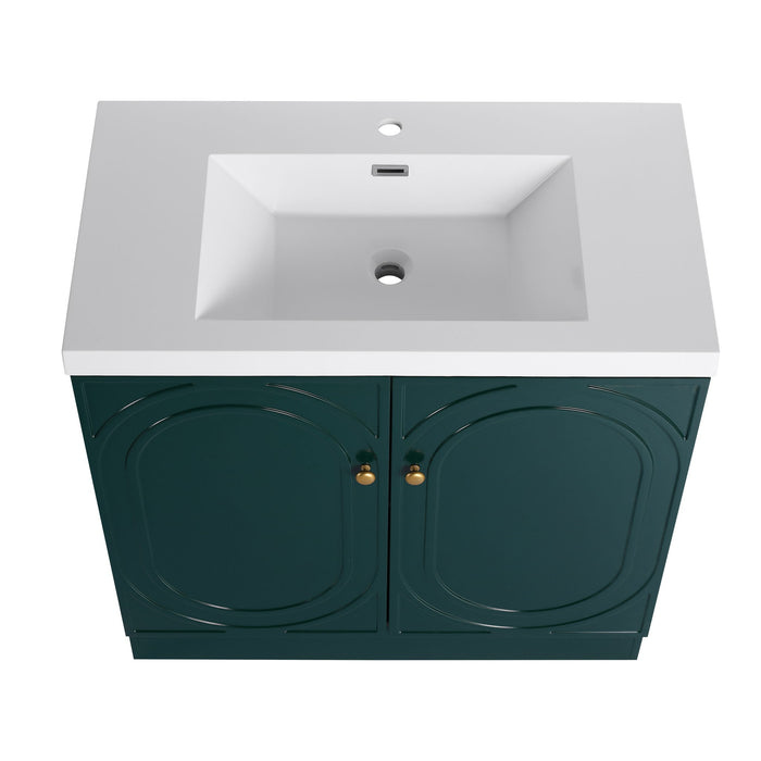 Contemporary Freestanding Bathroom Vanity With Resin Sink & Soft-Close Cabinet Doors