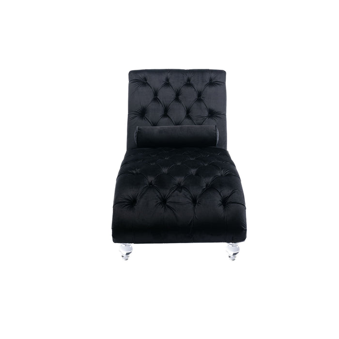 Velvet Chaise Lounge Indoor, Button Tufted Upholstered Chaise Lounge Chair With Pillow