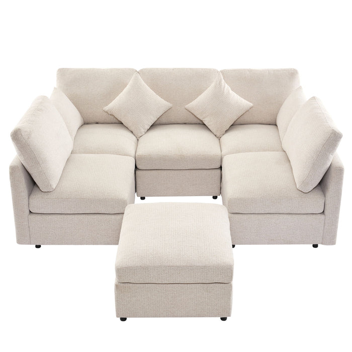 Sectional Sofa Modular U-Shaped With Ottoman & USB Ports