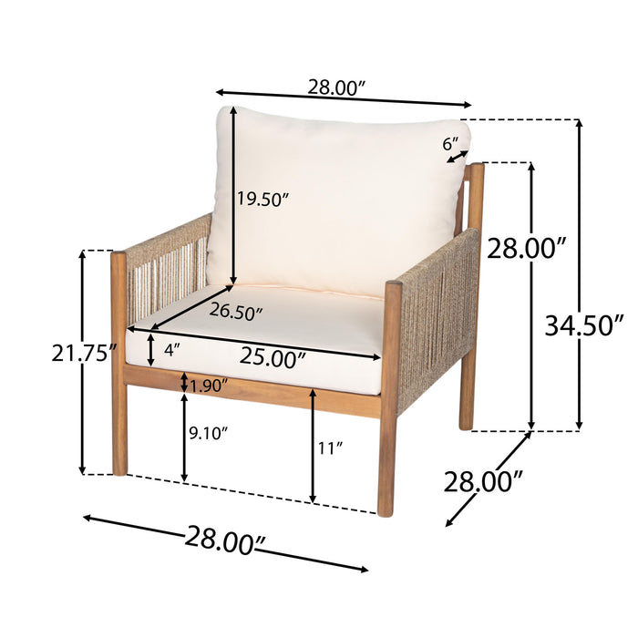 Modern Outdoor Woven Lounge Chair With Solid Wood Frame - Teak