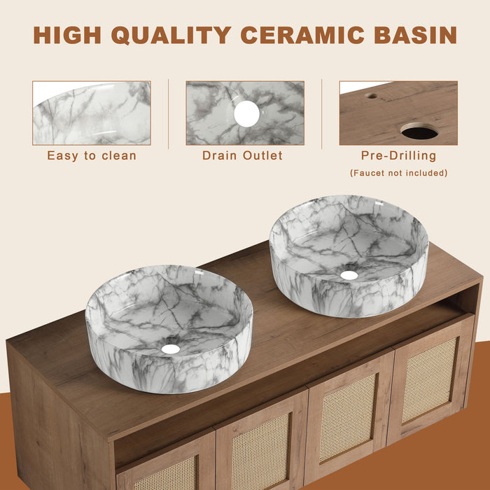 Bathroom Vanity & Art Sink And Storage Rack, Float Mounting Design