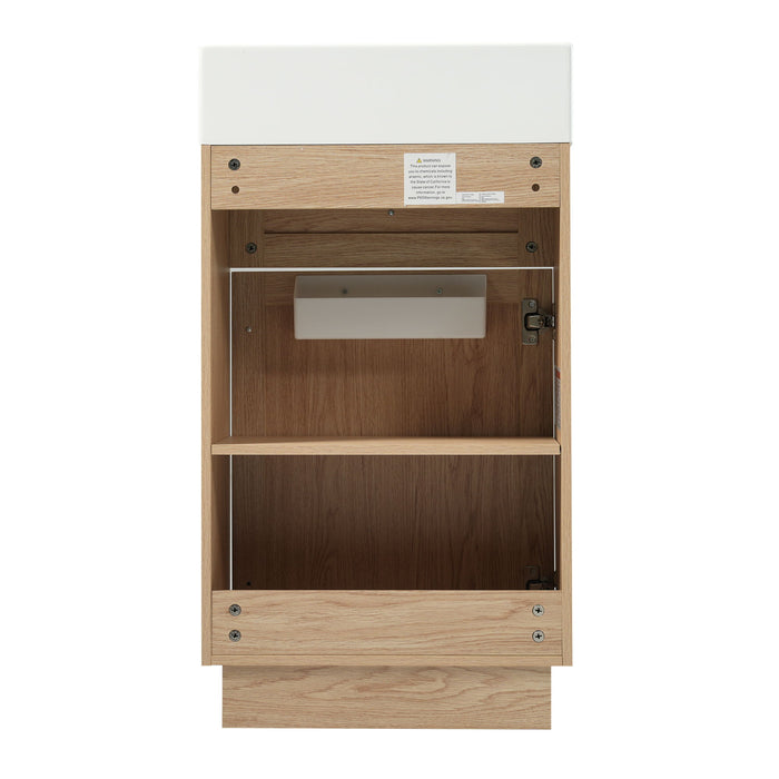 Bathroom Vanity With Reversible Resin Sink, Cabinet & Zinc Alloy Handles - Wood