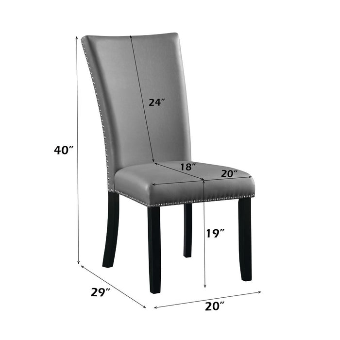 Caralin - Side Chair (Set of 2) - Gray Synthetic Leather & Black