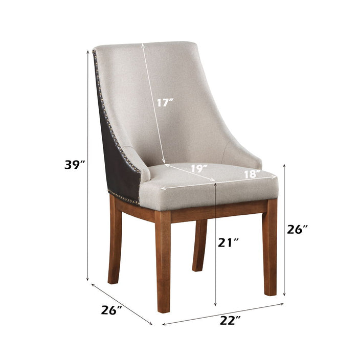 Gilsea - Fabric & Synthetic Leather Side Chair Set of 2) - Beige & Brown Finish