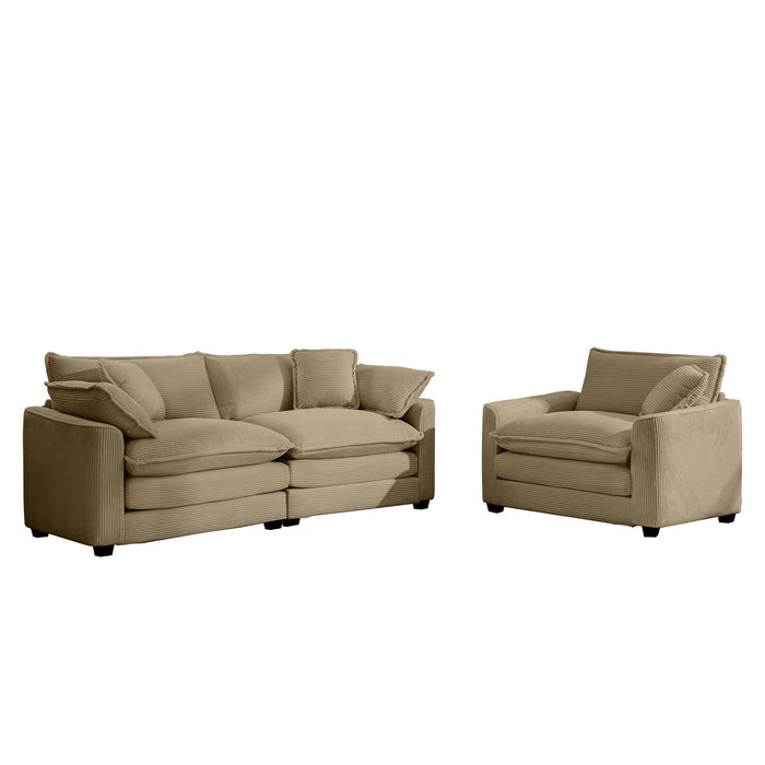 Elegant Corduroy Oversized Sectional Sofa Set With Deep Seats And Flexible Layout
