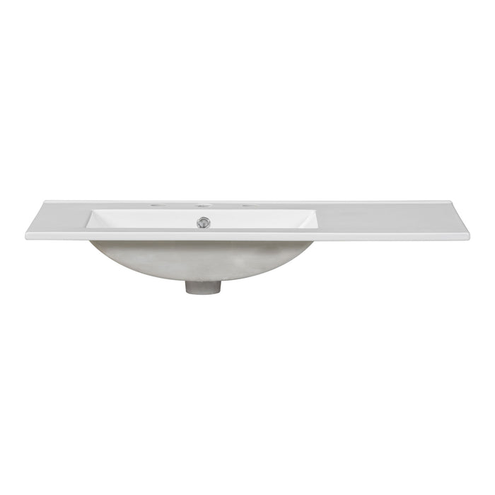 Bathroom Vanity With Ceramic Sink Combo, Abundant Storage Cabinet 2 Soft Close Doors And 5 Drawers