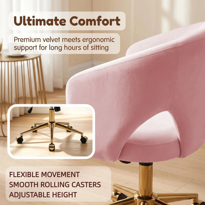 Ty - Office Adjustable Swivel Chair With Lumbar Support - Pink