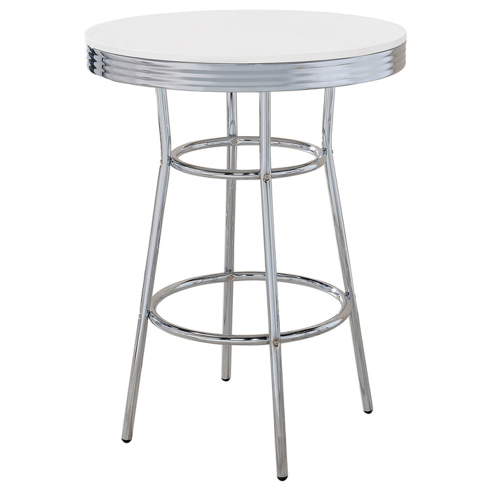 Midge - 3 Piece Round 1950S Bistro Pub Bar Table Set With Upholstery - White