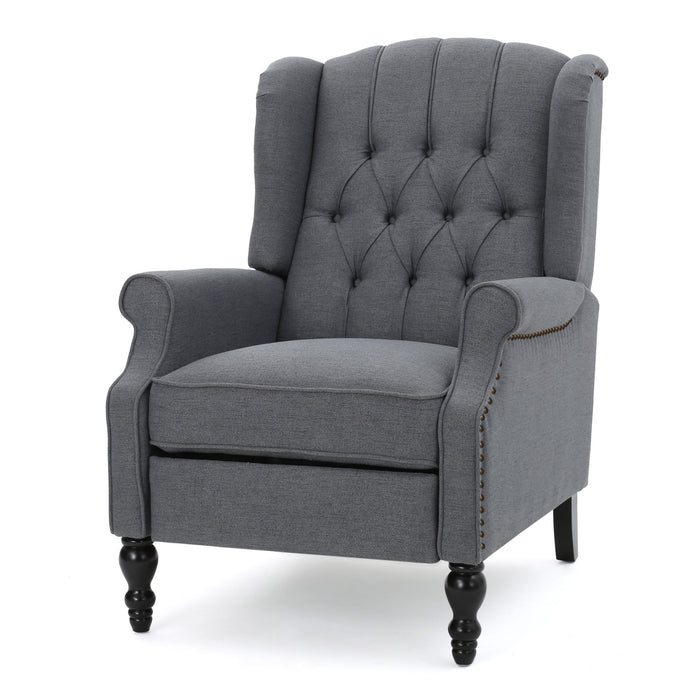 Armchair Recliner With Pushback Mechanism And Wingback Design