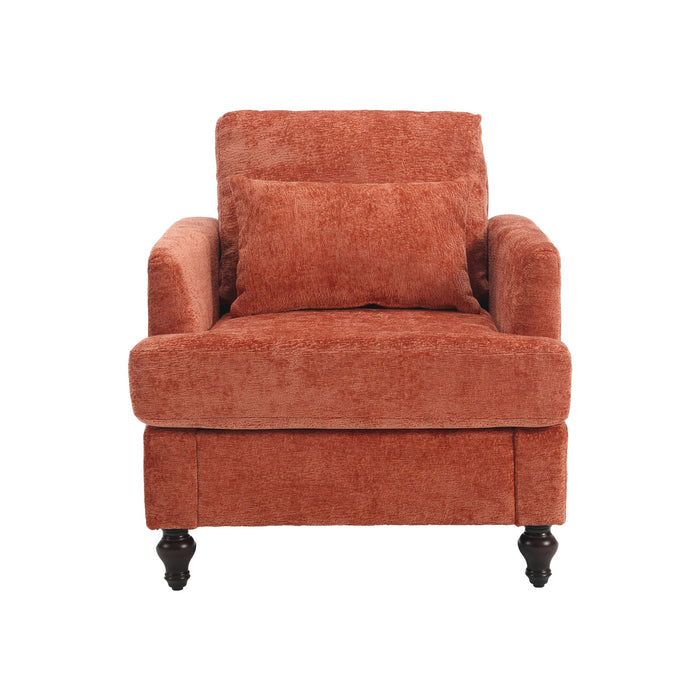 Modern Mid Century Wood Frame Armchair With Tufted Design