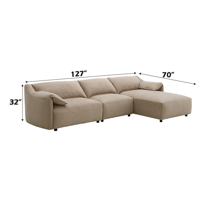 Veata - Sectional Sofa - Light Brown Suede