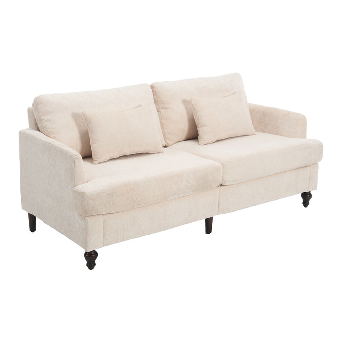 Mid Century Modern Fabric Loveseat Sofa, 2 Seat Upholstered Couch